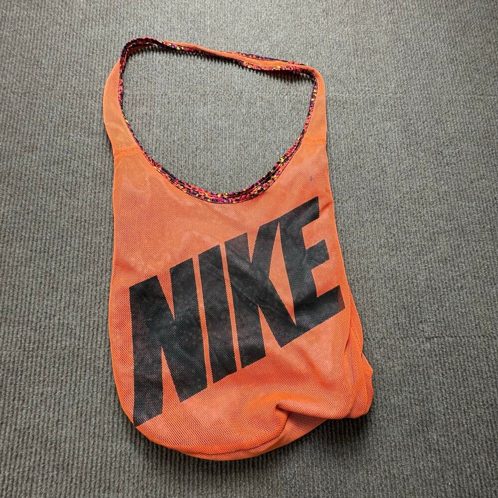 Nike Mesh Shoulder ReversibleTote Bag Neon Orange Hobo Sports Gym Workout Beach